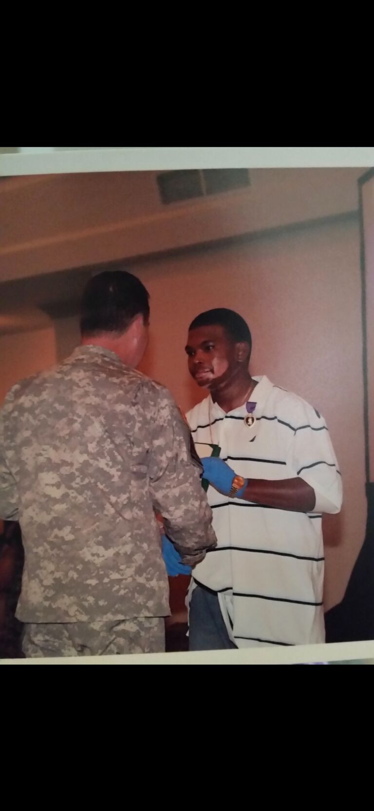 Tee was awarded the Purple Heart Medal