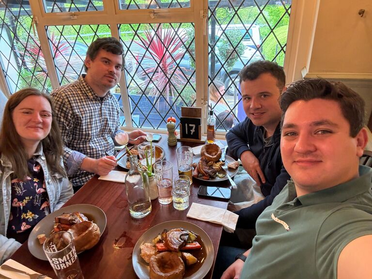 A sad and final meal together as a full house.  Mike was wished best of luck!