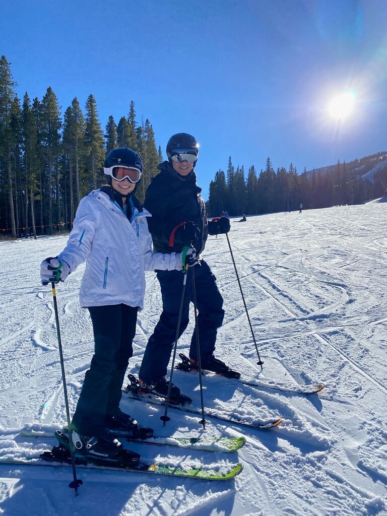 Growing up, neither of us got the chance to go skiing. So, when our friend Phoebe asked us to go skiing with her, we couldn't say no. So after some schooling and eating some snow (really just me), we finally made it to the bottom of the slope!