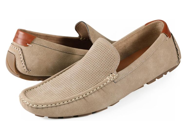 Taupe Tommy Hilfiger loafers for beach wedding from Zappos