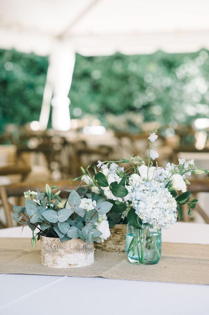 Eucalyptus and Birch Bark Centerpieces