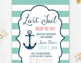 Nautical bachelorette party printable invitaiton template