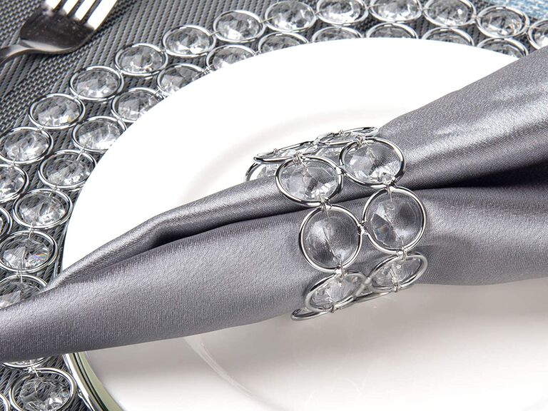 Feyarl sparkly silver napkin holders