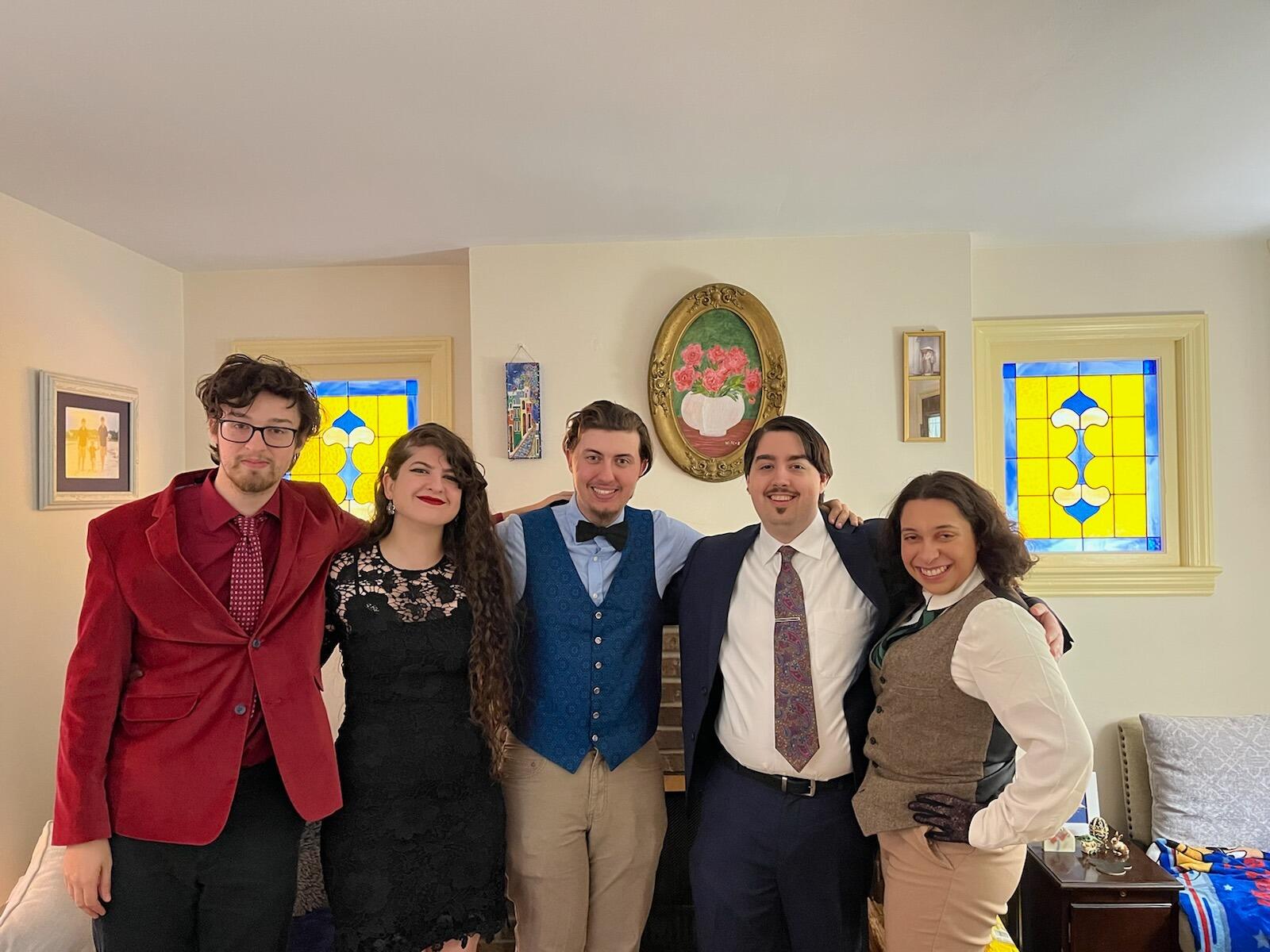 The Dungeons and Dragons group played a Oceans 11 style heist game and we all dressed up for it