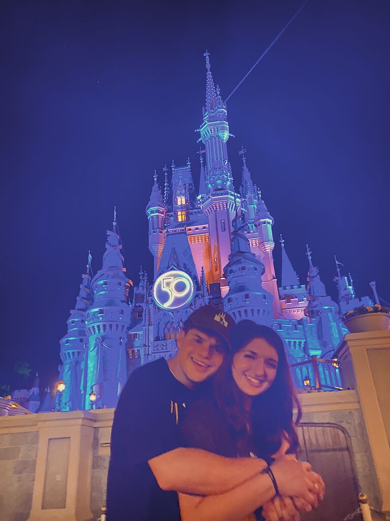 First trip to Disney! Of course they needed a picture in front of Cinderella's Castle!