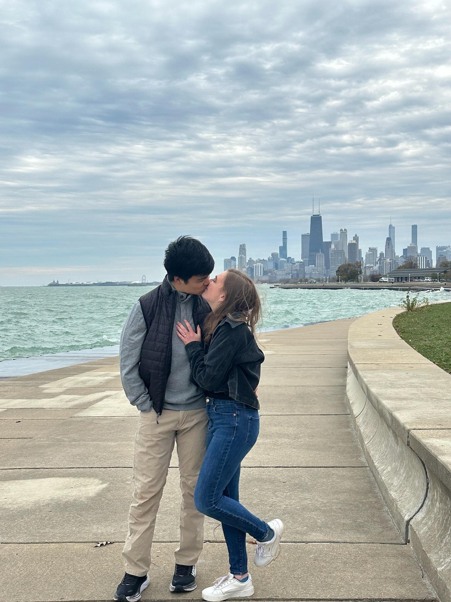 We got engaged on the Lakeshore Trail in Lincoln Park 