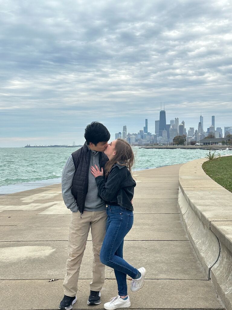 We got engaged on the Lakeshore Trail in Lincoln Park
