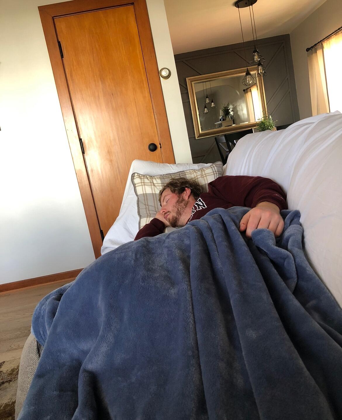 The first of manyyyyy photos of Alex sleeping in Miranda's camera roll