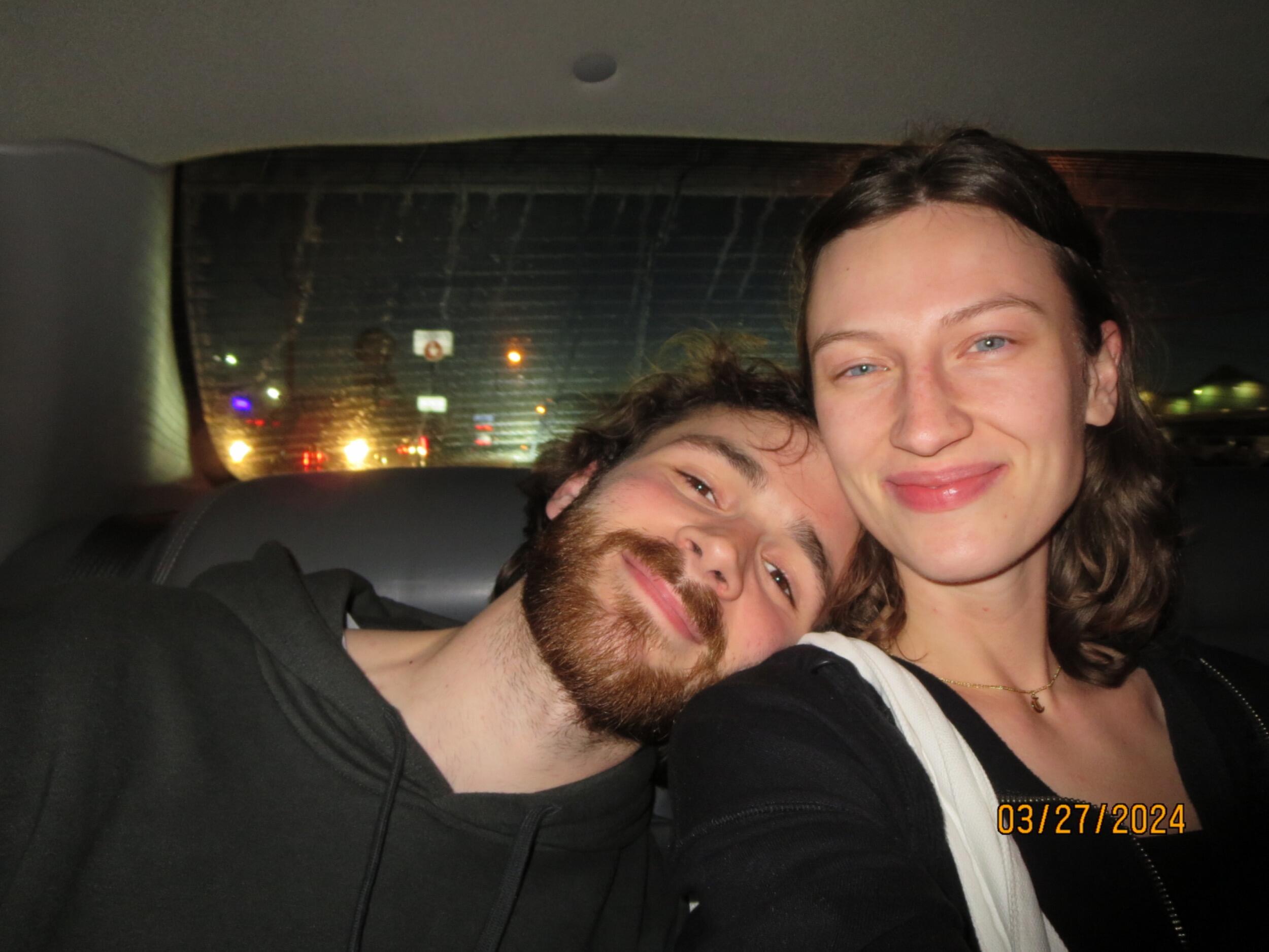 SMILING BECAUSE WE LOVE EACH OTHER AND ALSO OUR FRIENDS WERE RAPPING ABOUT BRAUMS BURGERS TO A SOUNDCLOUD BEAT.