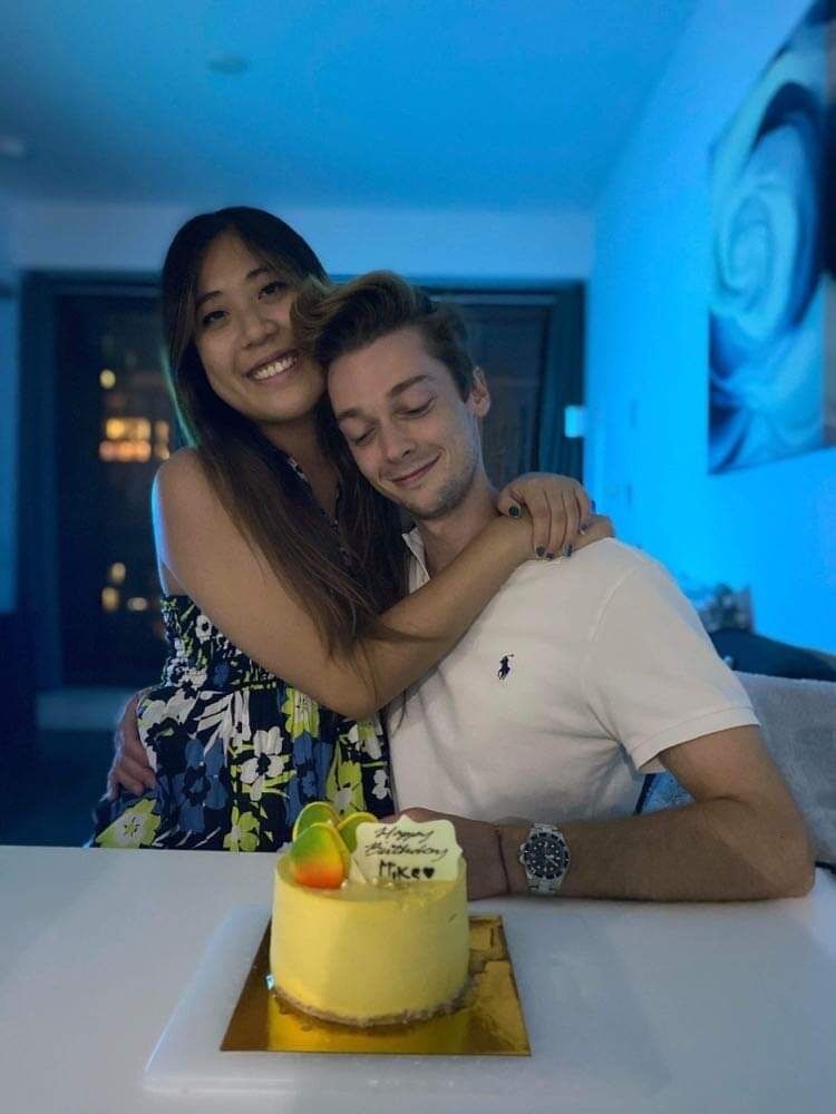 Honestly we really just love this photo. Kristy loves birthdays and Mike loves mangoes. 
(Shoutout to Rachel, Maid of Honor and next door neighbor, who took this photo and has celebrated Mike-palooza and Kristy-palooza with us throughout the pandemic)