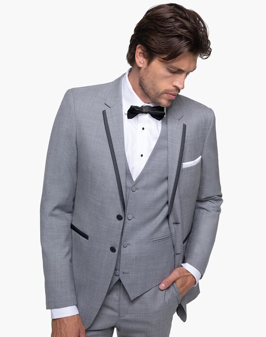 Men's Light Grey Notch Lapel 3-Piece Suit Sophisticated Business