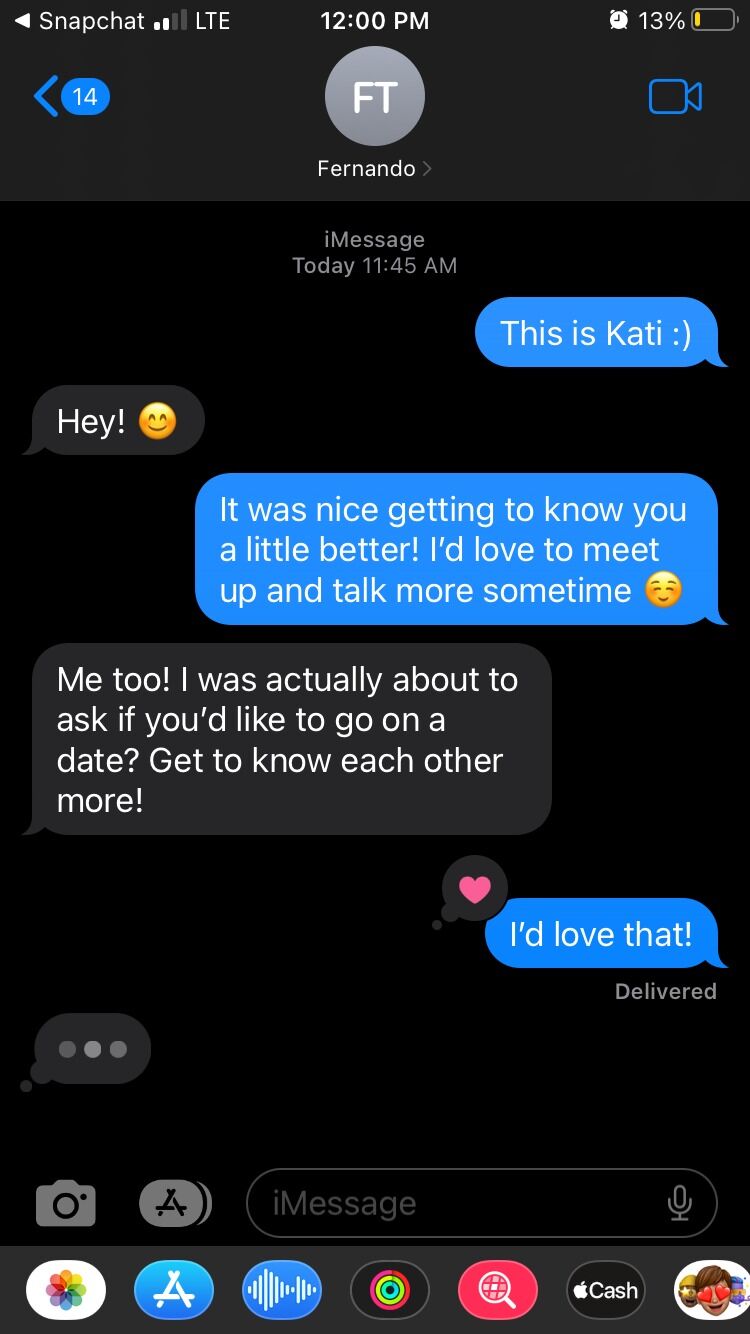 That fateful first text that started it all.