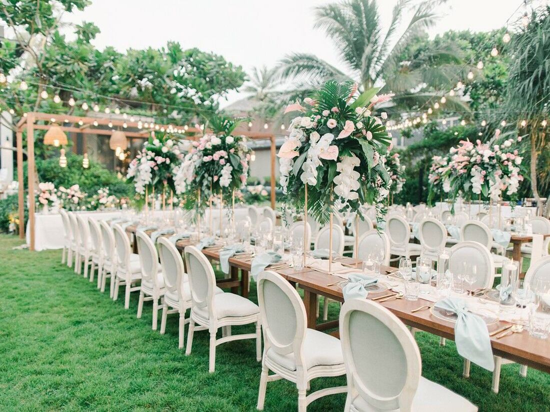 Tropical wedding reception decor