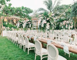 Tropical wedding reception decor