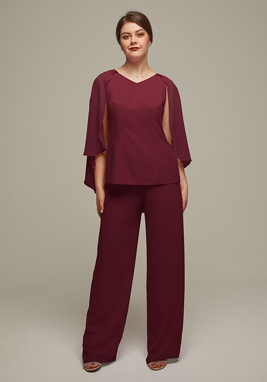 Burgundy mother of hot sale the bride pant suit