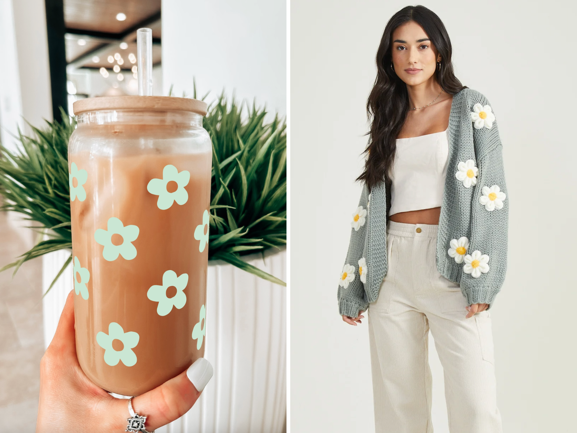 Daisy themed birthday and anniversary gift ideas including a cup and cardigan
