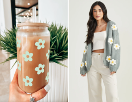 Daisy themed birthday and anniversary gift ideas including a cup and cardigan