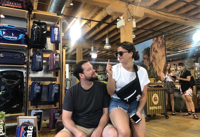 Shopping in Patagonia. I had suggested we get married, I guess it was a little early for us. 