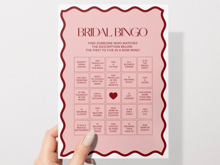 Bridal shower bingo from StudioSwainCo