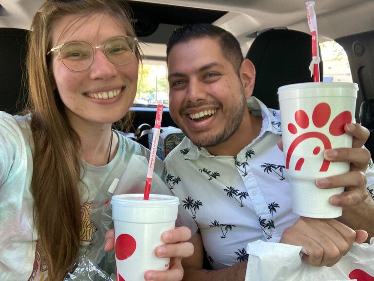 Our first official picture together! This was taken when Fernando picked Kati up from the Philly airport and took her to Chick-fil-A. She was exhausted after her trip to Switzerland, but somehow she managed to stay up for several more hours hanging out with him...