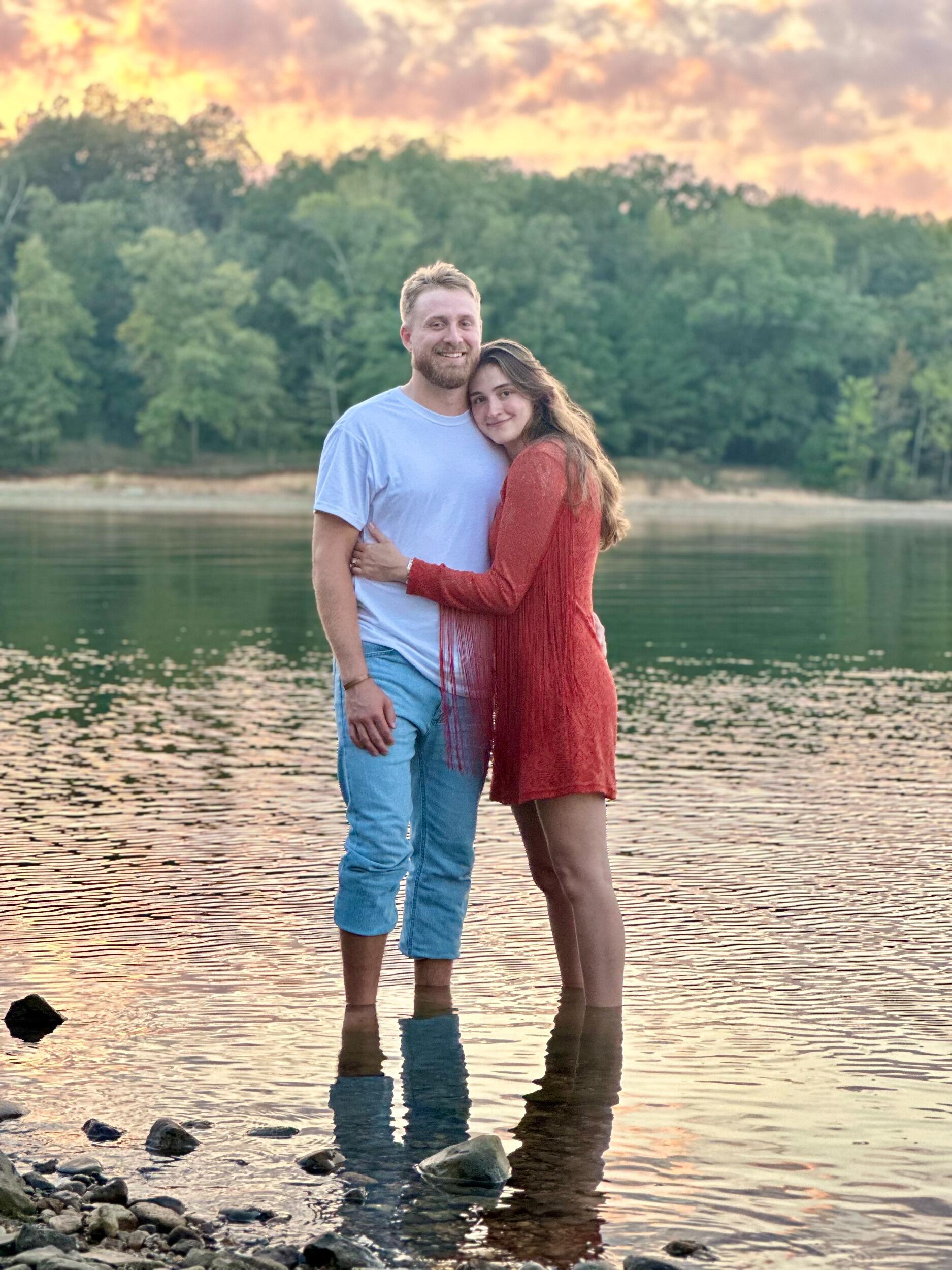 Madelyn and Jayden take engagement photos.