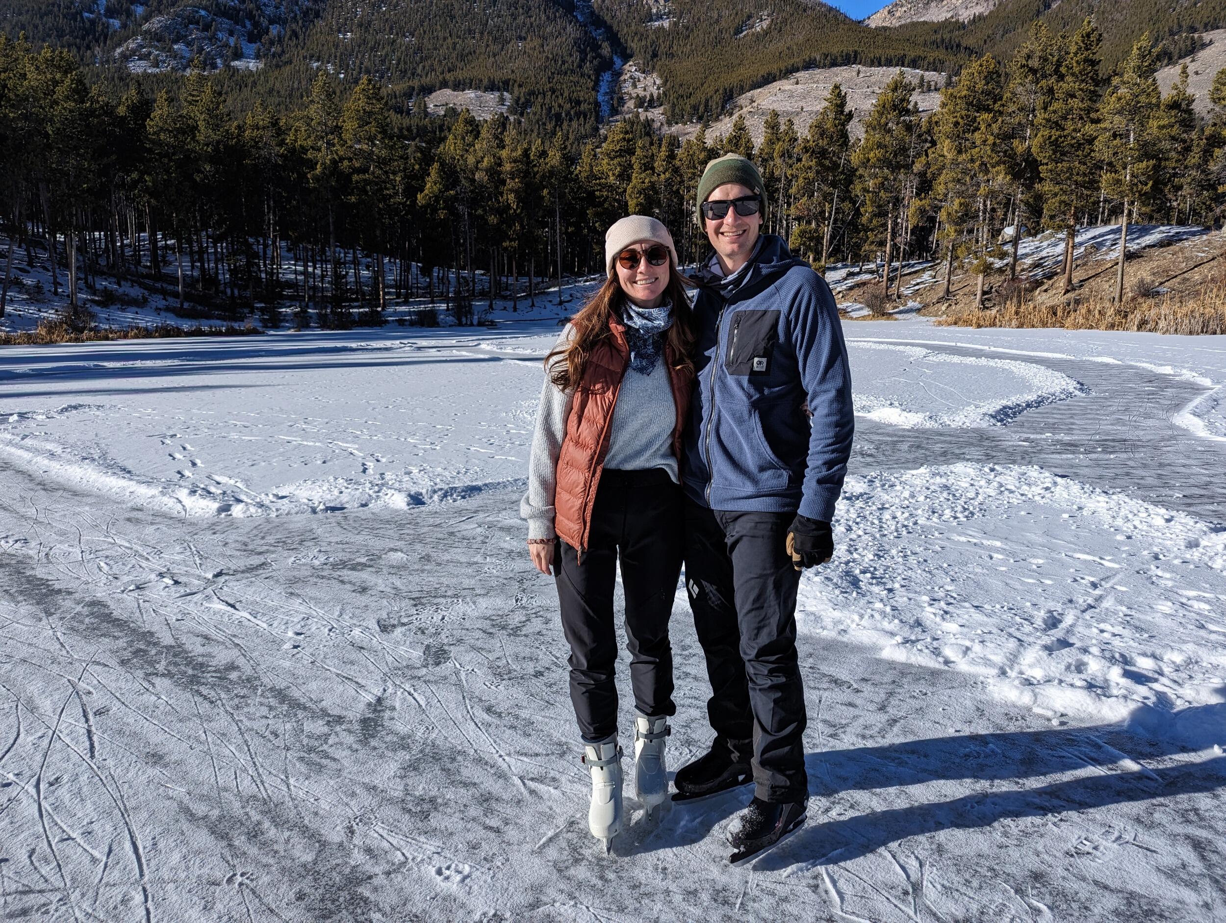 Christmas ice skating on a mountain lake outside Red Loge, MT with the whole family!
