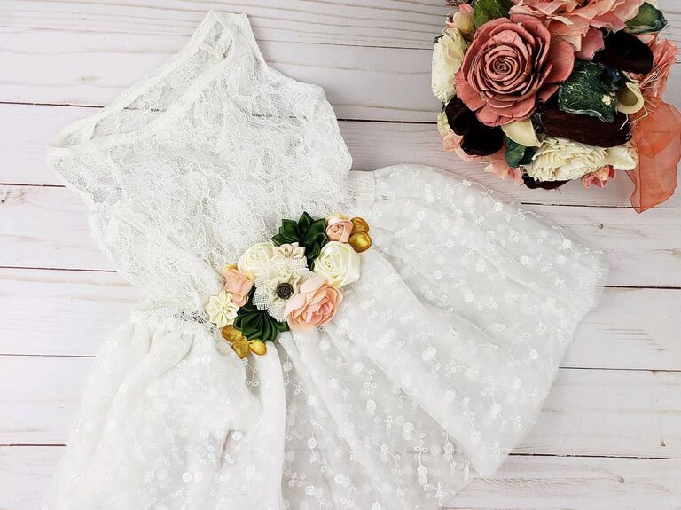 White floral dog wedding dress