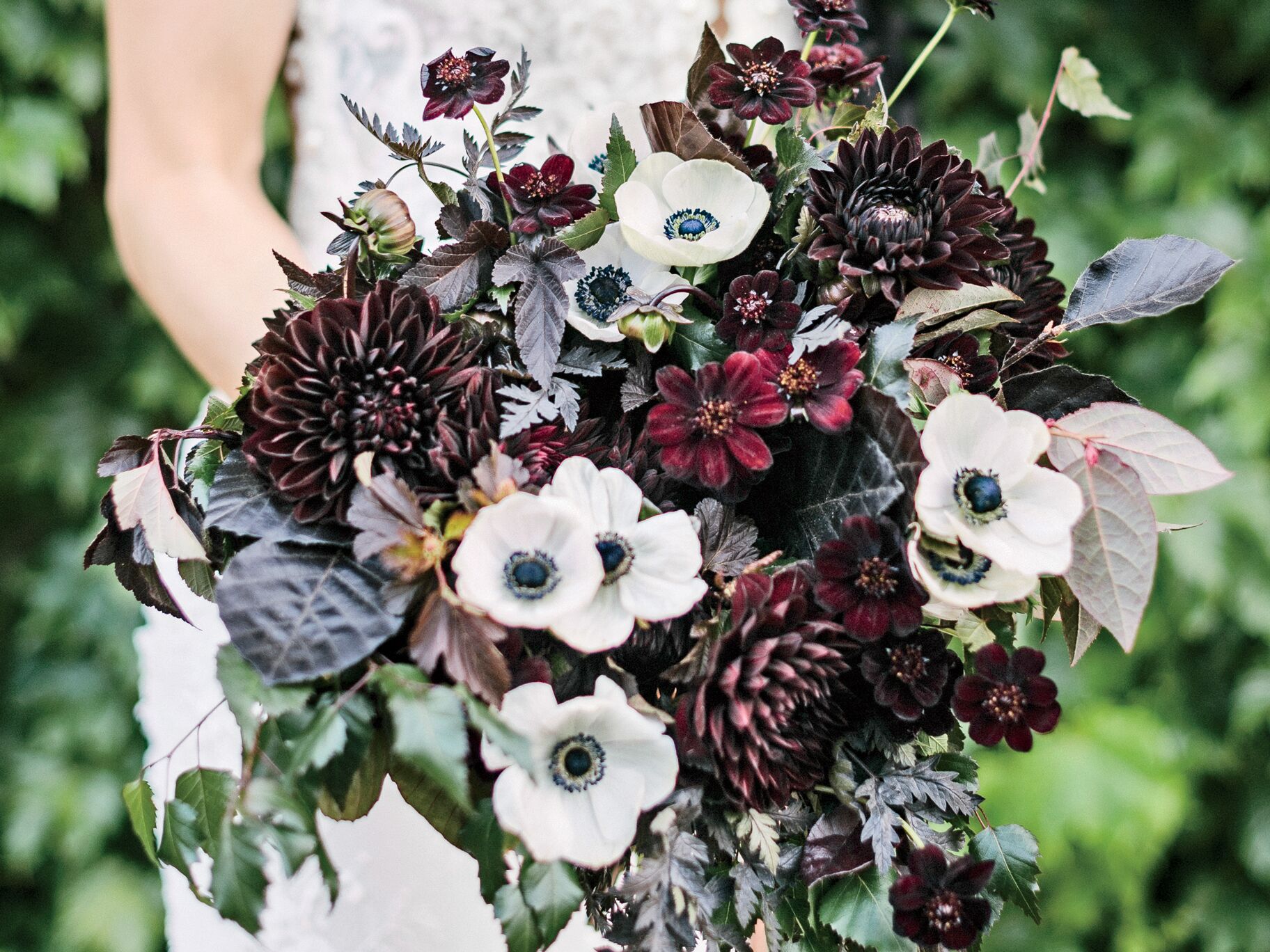 dark black and red bouquet