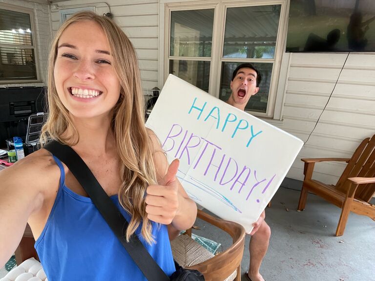 Ryann planned the BEST birthday ever for me and was SO thoughtful in finding me an SMU cornhole set so I can tailgate in the backyard. It was a day full of surprises and treats and I felt so loved!! - Adam
