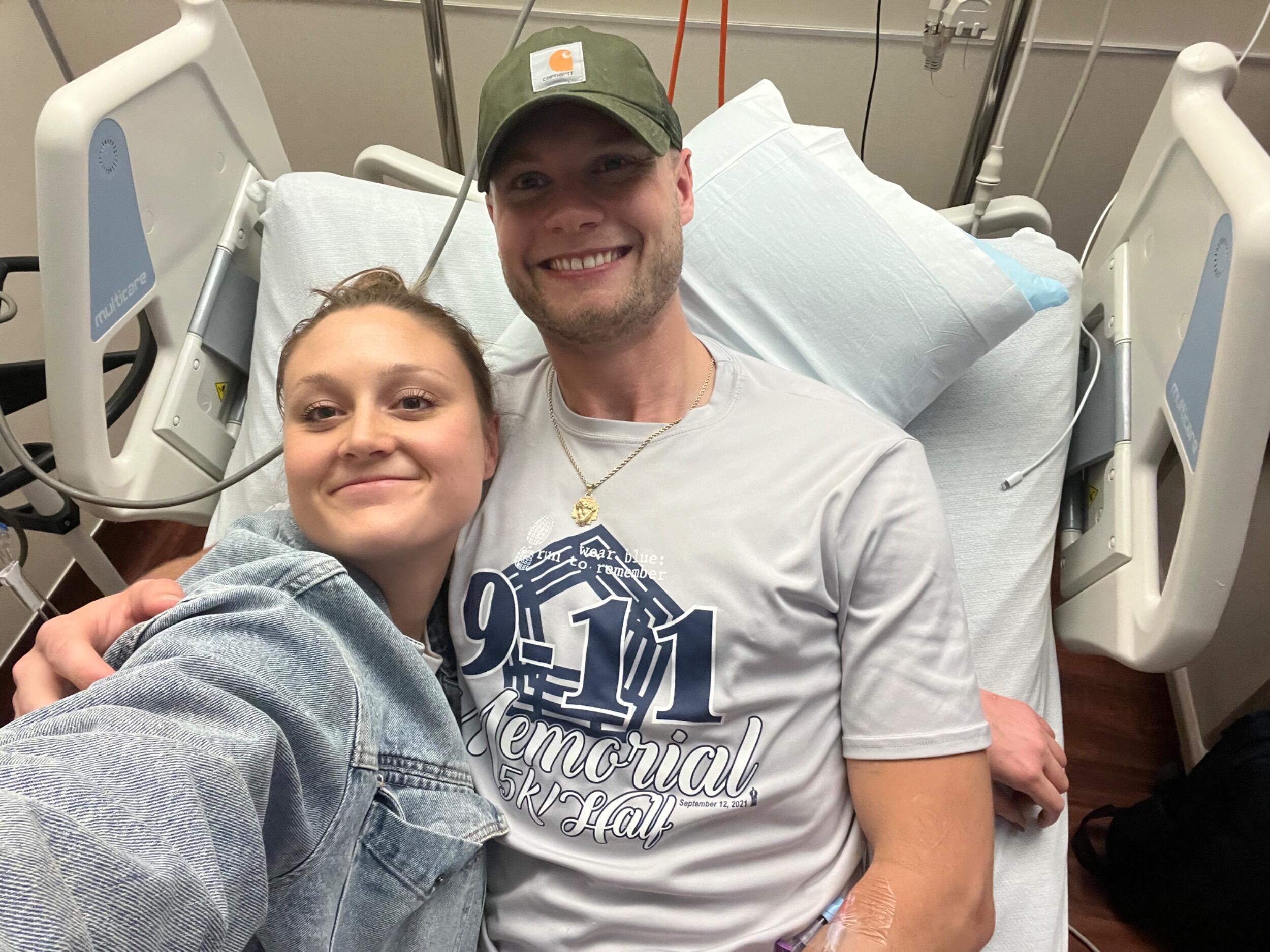 Hospital bed snuggles hit different <3 Brendyn was in the hospital this time for cellulitis of his elbow :(