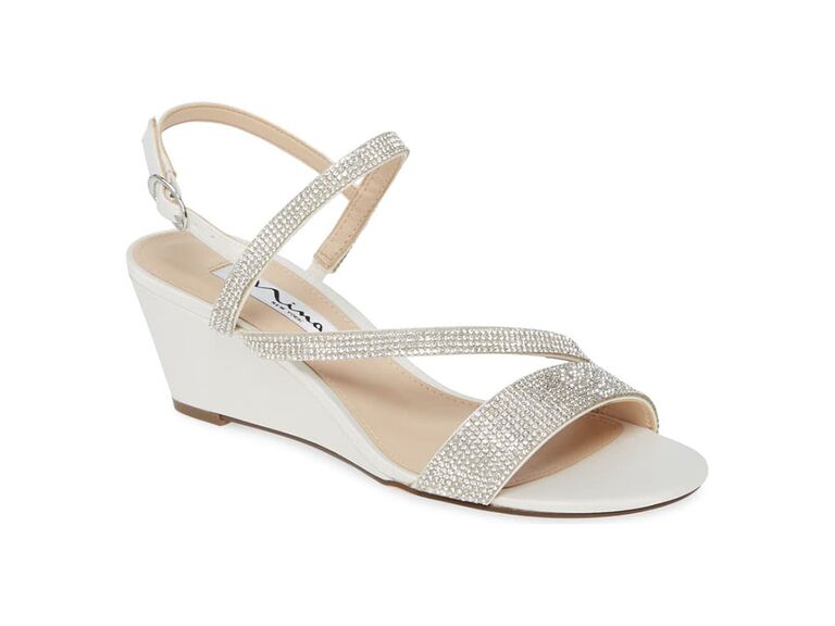 champagne wedge wedding shoes
