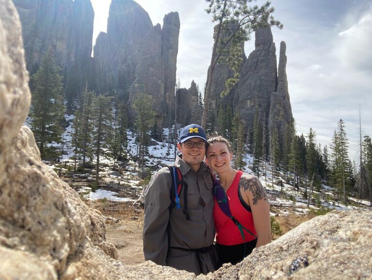 Easter. We did not get to be with family so instead we were with eachother. We hiked over 8 miles to see the Cathedral Spires and we made it to the top of Black Elk Peak.