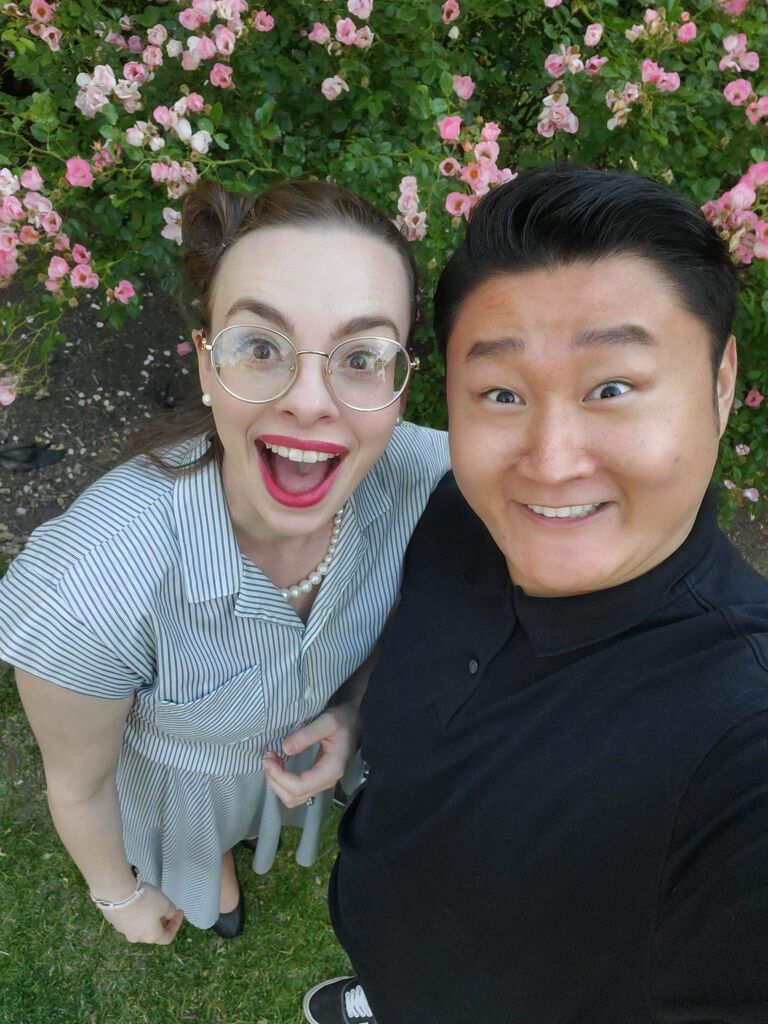 A funny date in the garden.