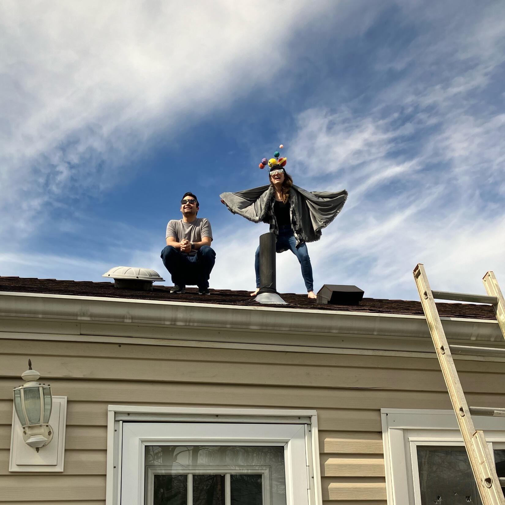Witnessing the majestic beauty of the eclipse from the roof