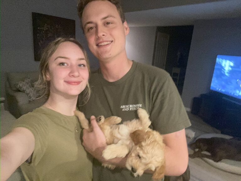 The first addition to their family, their beloved dog Milo!