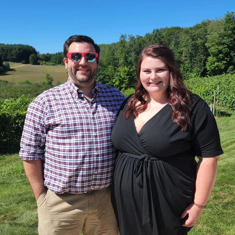 Celebrating Abby's cousin Maggie and her husband John at their wedding shower in Hart, MI.