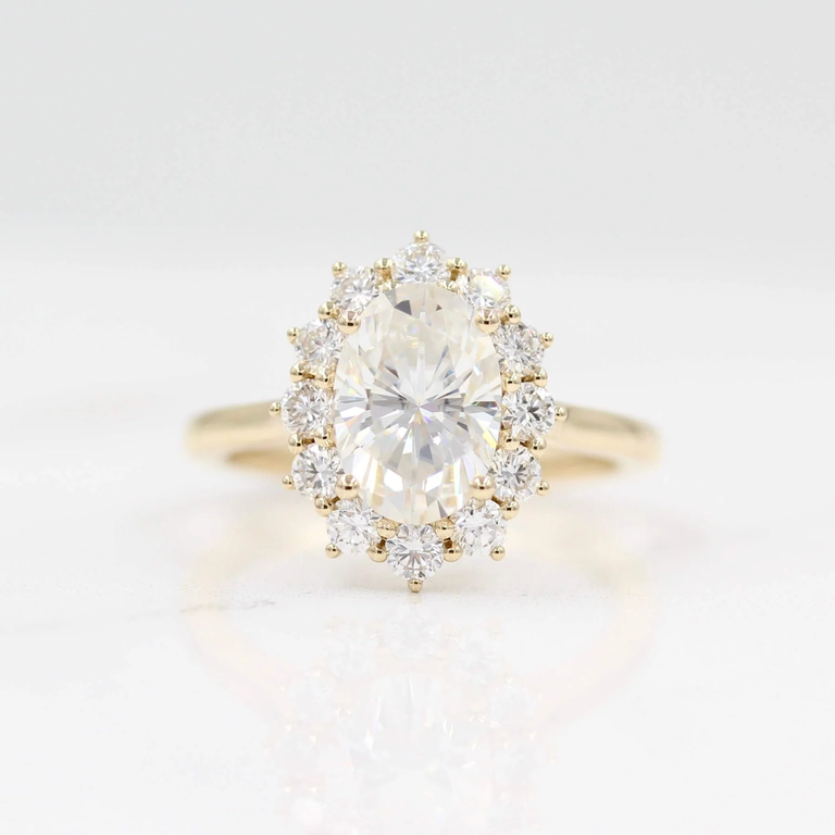 Taylor Custom Rings sunburst halo engagement ring