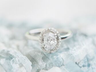 Oval diamond engagement ring with halo 