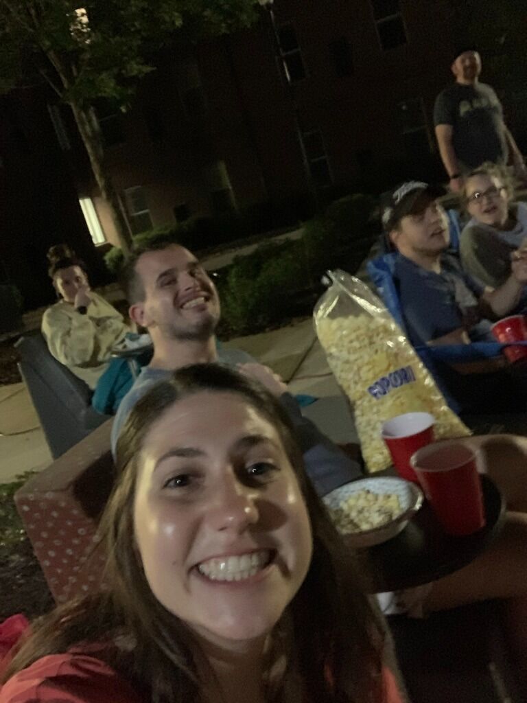 Outdoor movie night at the UNG Suites
