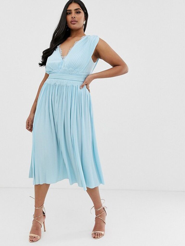 light blue midi bridesmaid dress