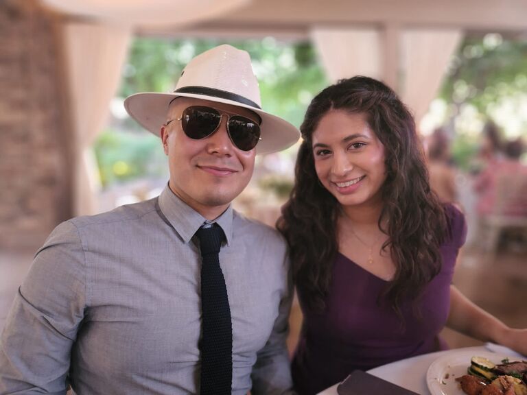 First Wedding Together!
Jonathan almost passed out because of the heat!