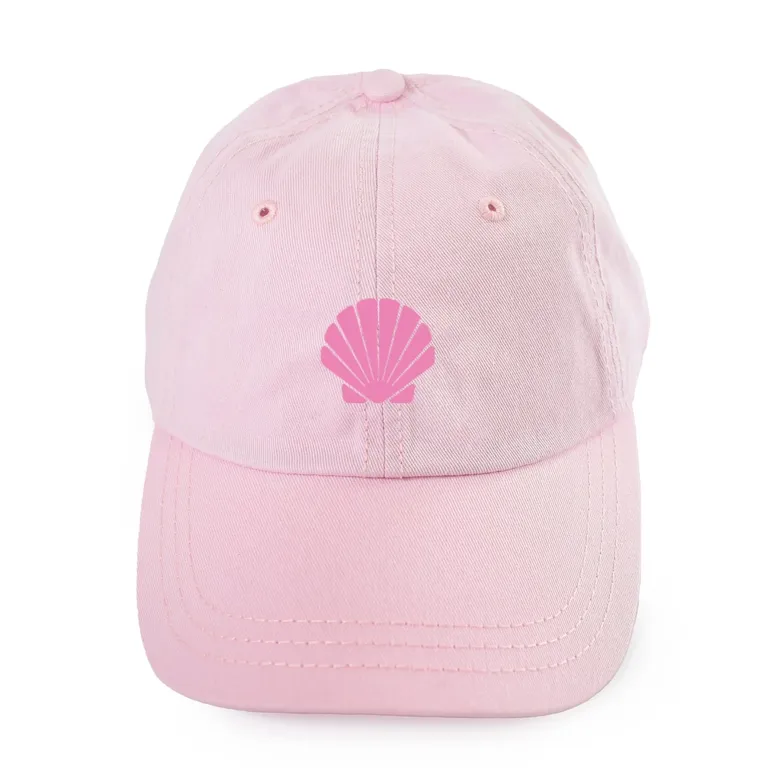 Pink seashell baseball hat for mermaid bachelorette party
