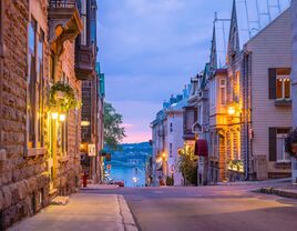 Sunset over Québec City in Montréal, Canada.