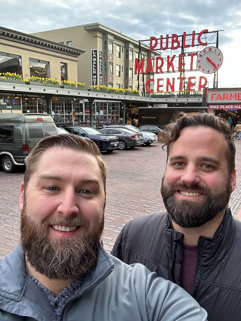 Justin was assigned a work assignment in Seattle for the month of March. Adam went to visit for a long weekend. They went around and did the touristy things.
