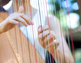 Hands playing harp