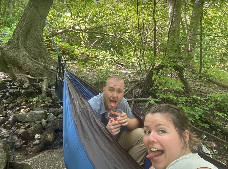 Next spring we planned a bunch of trips.  We went to High Cliff State Park in June and got yelled at by the Ranger for hammocking off the trail over a beautiful water stream.