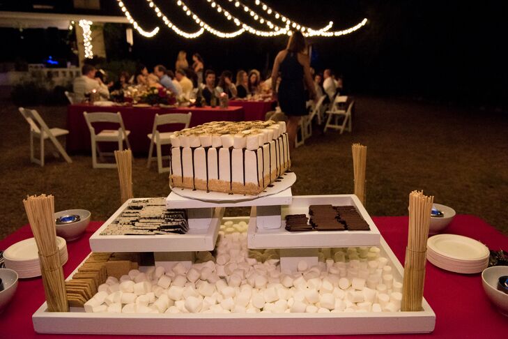 S Mores Bar And S Mores Wedding Cake