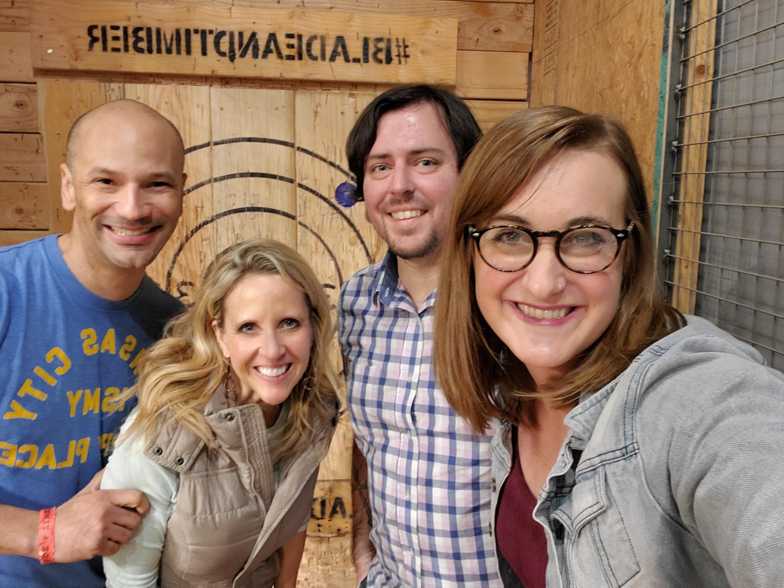Random ax throwers crashing our photo of our second second date 