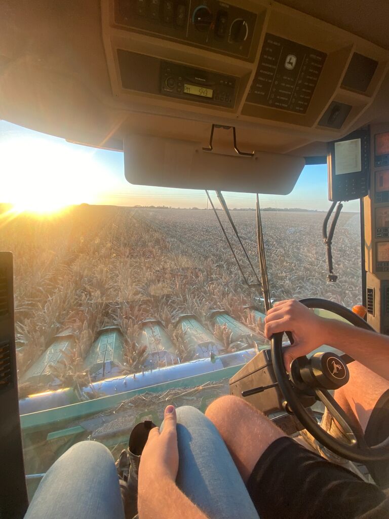 Emma's first time in the combine. Riding around for fall harvest. 