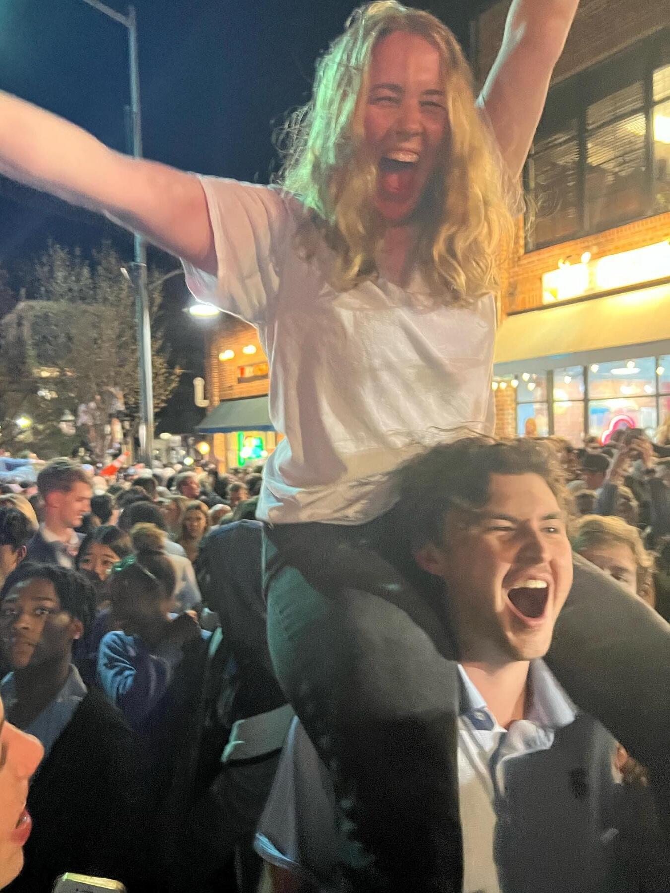 Celebrating on Franklin UNC Beating Duke in the Final Four!!! 